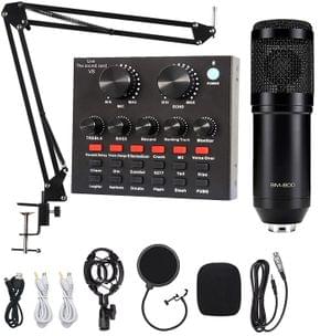 Belear BL-N-MIKS BM-800 Professional Studio Recording Condenser Microphone Kit with V8 Audio Mixer